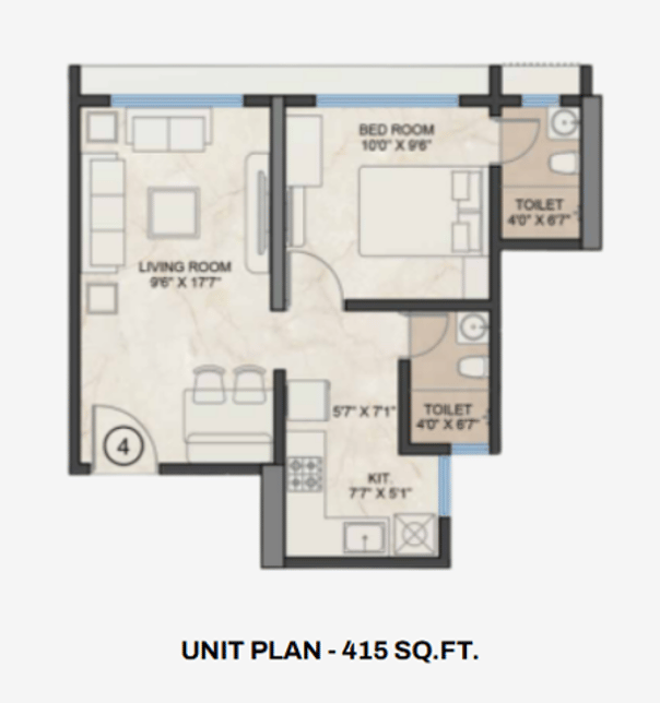 1 BHK FLOOR PLAN AT PLATINUM CREST ANDHERI WEST, PLATINUM CREST, DN NAGAR, UPPER JUHU, ANDHERI WEST, PLATINUM CORP PROJECTS