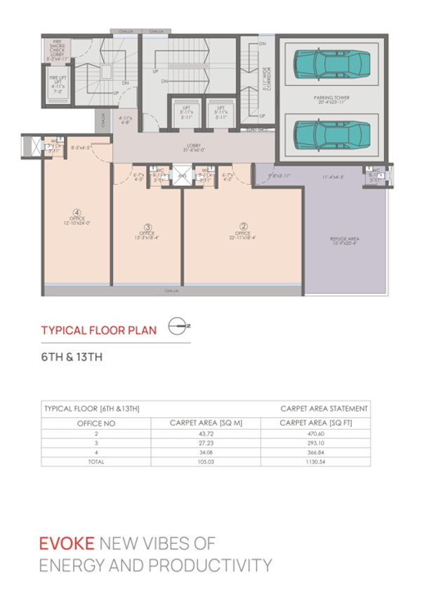 TYPICAL FLOOR PLAN RAJ ONE DAHISAR EAST, RAJ ONE, OVARIPADA, DAHISAR EAST, COMMERCIAL PROJECT