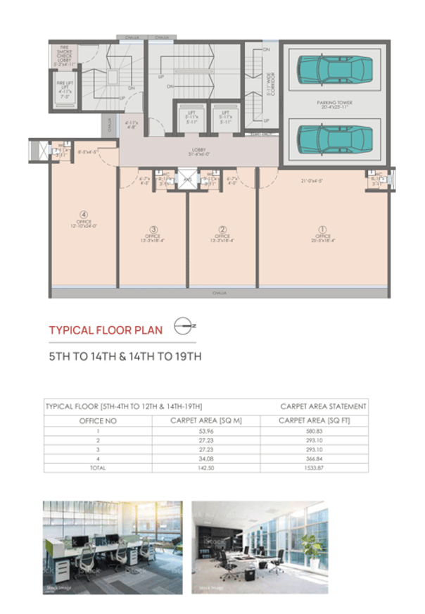 TYPICAL FLOOR PLAN RAJ ONE DAHISAR EAST, RAJ ONE, OVARIPADA, DAHISAR EAST, COMMERCIAL PROJECT