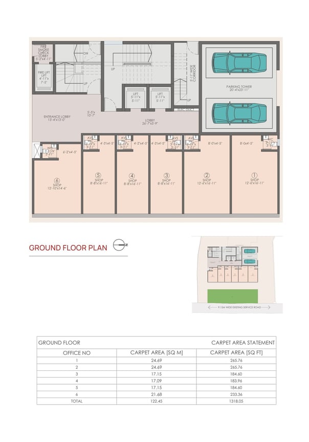 GROUND FLOOR PLAN RAJ ONE DAHISAR EAST, RAJ ONE, OVARIPADA, DAHISAR EAST, COMMERCIAL PROJECT