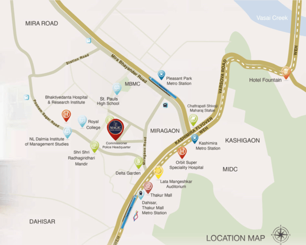 LOCATION MAGIC MEERA HEIGHTS MIRA ROAD EAST, 1 BHK FLATS FOR SALE, NEAR WESTERN EXPRESS HIGHWAY, MIRA ROAD EAST
