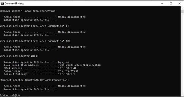 a computer screen showing a list of the different types of the program