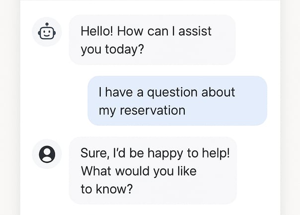 Imagen de una conversación casual con un chatbot para gestionar consultas y reservas
