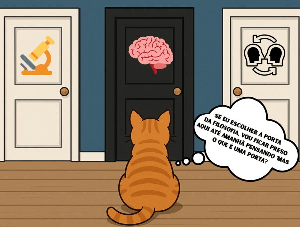 a cat sitting on a wooden floor in front of a door