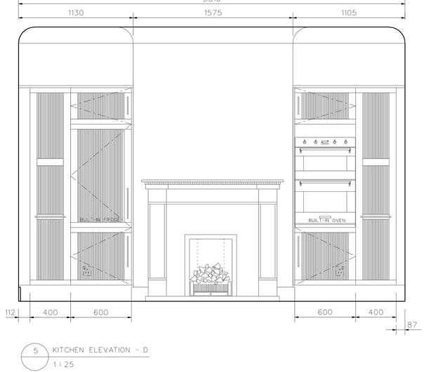 Construction kitchen interior elevation