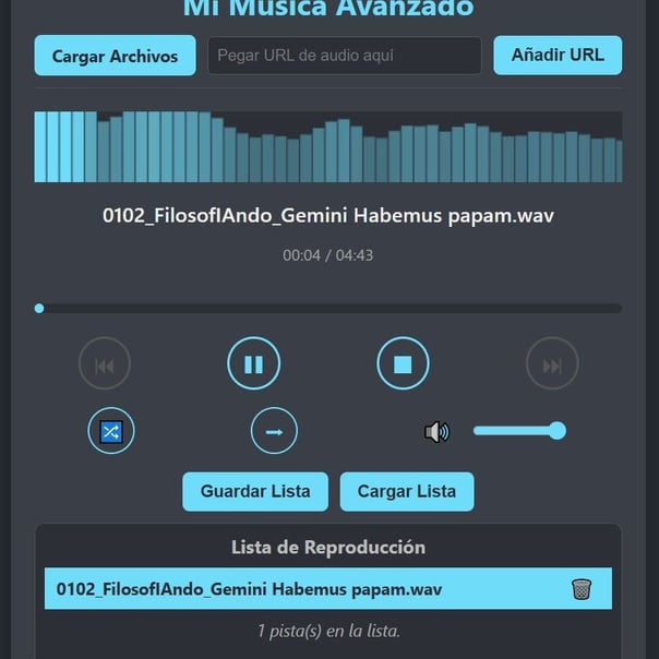 Reproductor de audio moderno en funcionamiento.