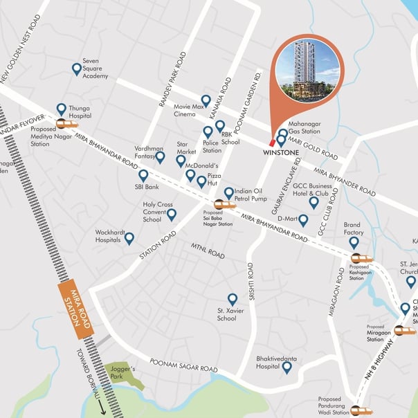 LOCATION CLLARO URBAN GRANDEUR MIRA ROAD EAST, CLLARO REALTY, URBAN GRANDEUR, BEVERLY PARK, MIRA ROAD EAST