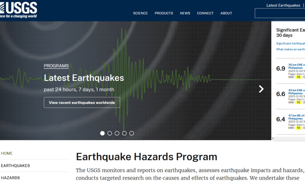USGS website for additional resources on Earthquake Hazards Program.