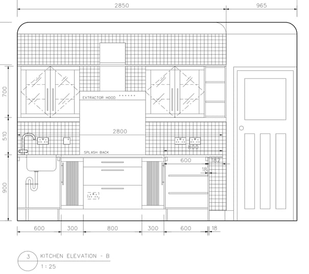 Construction kitchen interior elevation