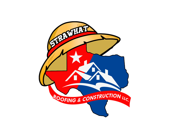 strawhat roofing & construction logo