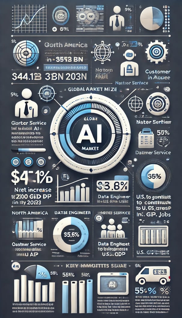 a poster of a business infographics about artificial intelligence statistics