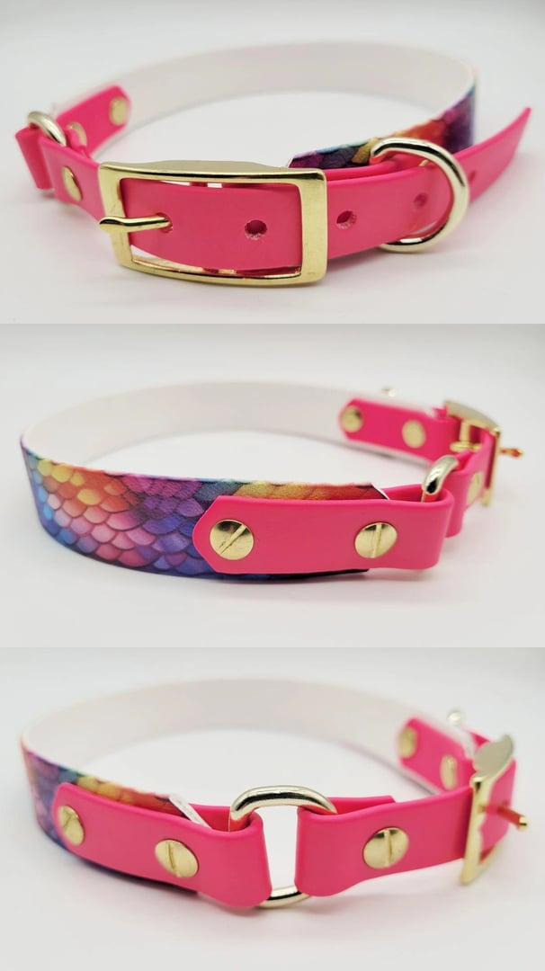 Hundehalsband Pink mit bunten Print