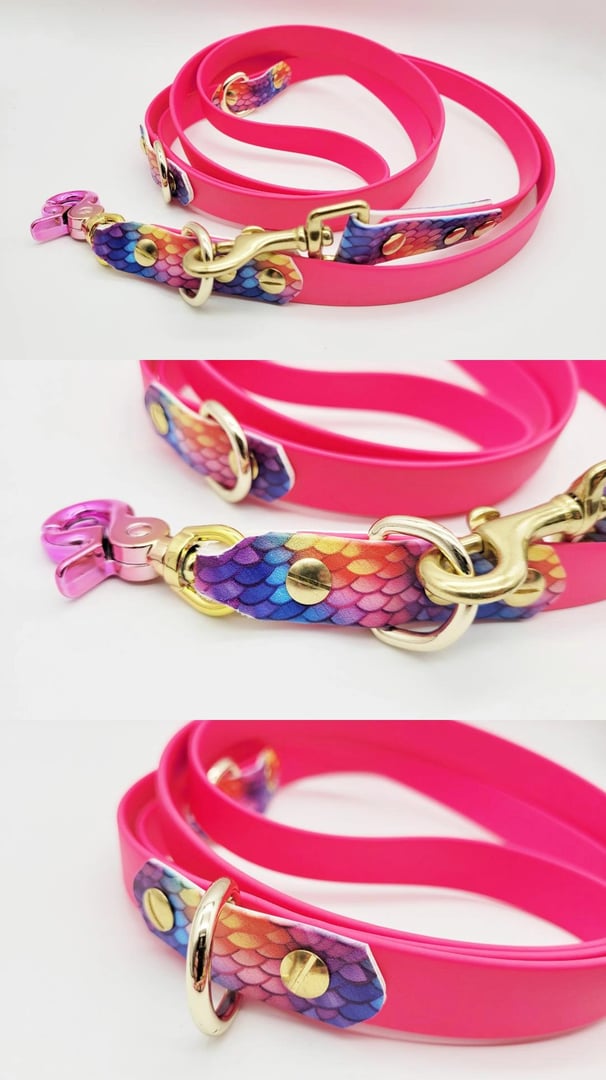 Hundeleine Pink mit bunten Print