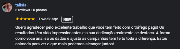 Depoimento do Google Meu Negócio elogiando o serviço