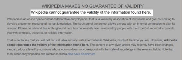 Wikipedia makes no guarantee of validity