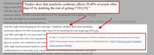 Citing specific information — scientific studies