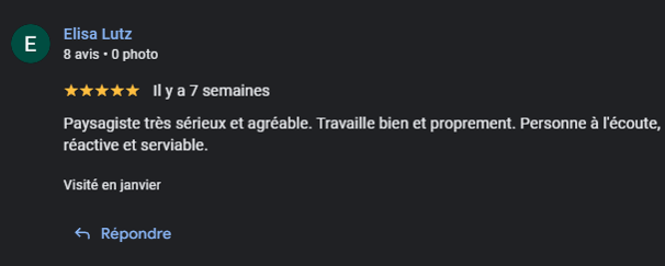 Paysagiste sérieux, agréable, à l’écoute, réactif et serviable