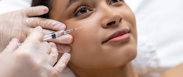 a woman getting a botoxoxation injection from a doctor