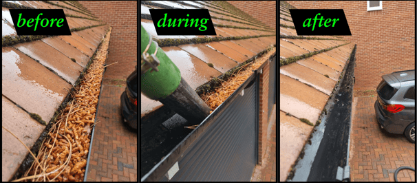 gutter clearing before and after