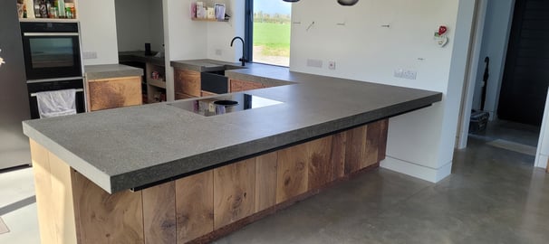 Polished concrete l shape countertop