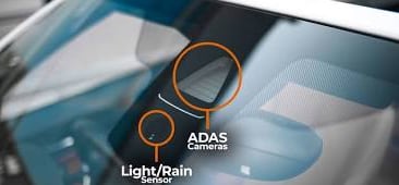 Picture of ADAS Camera on the front of a windshield