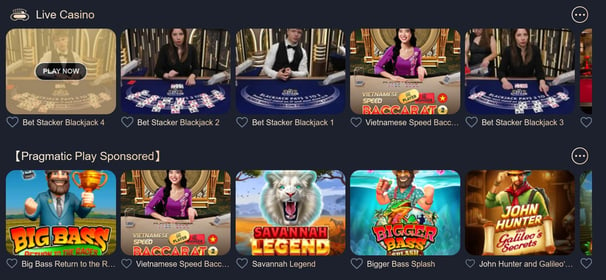 Live casino Games: in this category you can play live casinos.