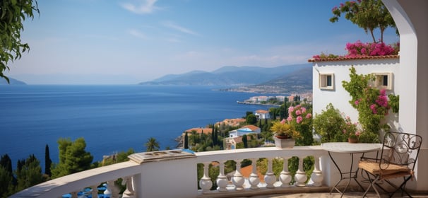 the sweeping sea views from the balcony of a villa in Bursa, Turkey