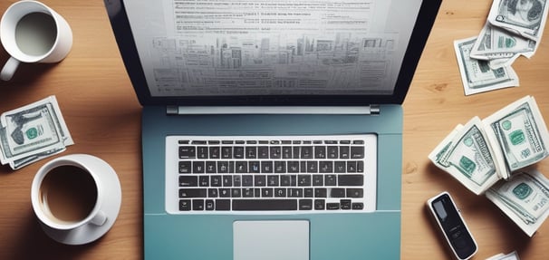 A credit card featuring the logos of Goldman Sachs and Mastercard is placed on the keyboard of a laptop. The laptop has visible keys such as 'shift', 'fn', and 'control'. The setup is minimalist with concentrated focus on the card and keyboard.