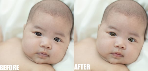 eyes and face retouching before and after