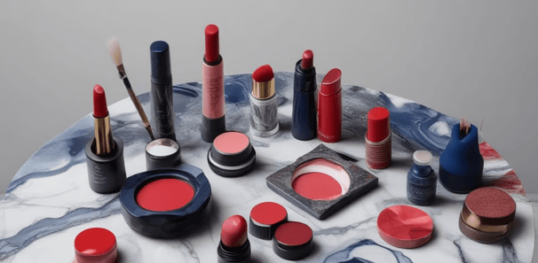 Blue and red makeup