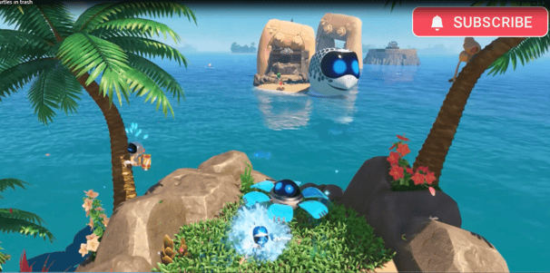 astro bot turtles in trash