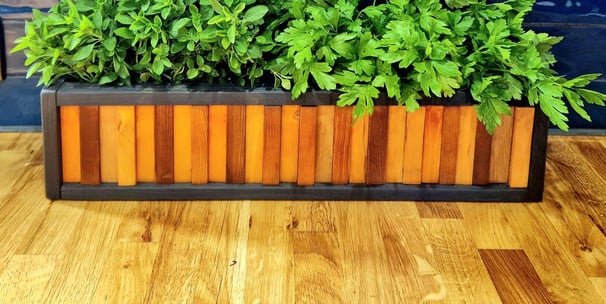wooden planter herb box handmade from solid wood