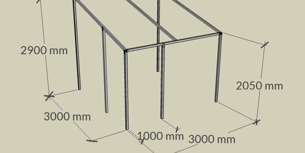PVCFAB aluminium pergola lean to frame 3m by 3m