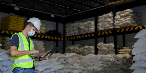 a man in an industrial warehouse