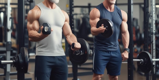 group of women exercise using dumbbells