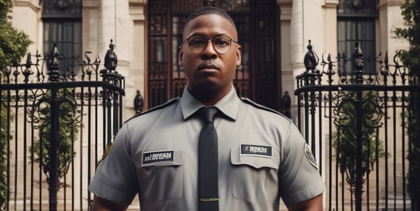 security guard standing on the gray floor