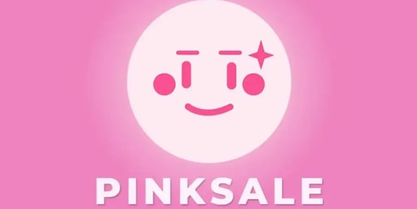 a pink and white smiley face with the words pink sale