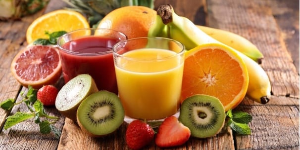 a bunch of fruit juices and fruit juice