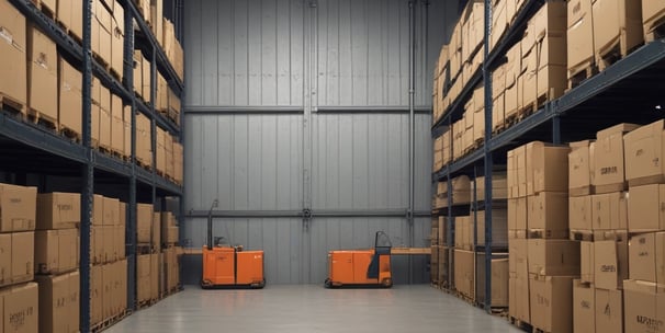 A large number of stacked shipping containers with various logos and labels, arranged in a grid pattern. The containers are primarily in shades of white, gray, and dark colors. The image gives a sense of industrial organization and mass logistics.