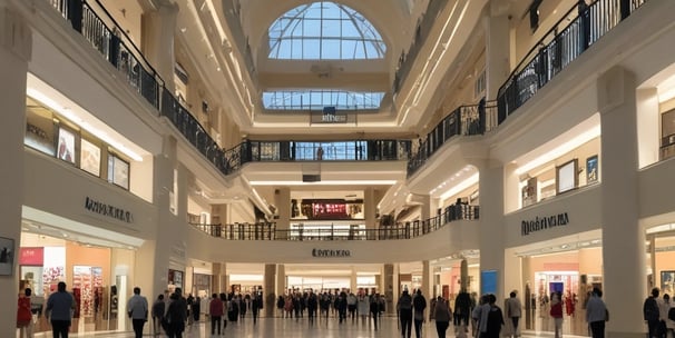 A richly decorated interior featuring intricate architectural details and ornate patterns on the walls and ceiling. The space is lined with glass partitions, allowing natural light to filter through large arched windows at the far end. The design features geometric and floral motifs with a warm, earthy color palette.