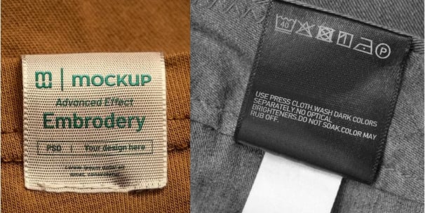 a label on a jacket with a mock mock mockup
