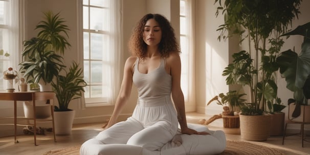 A serene sculpture of a meditative figure with curly hair is placed beside an array of decorative items, including wooden elements and a pair of yellow candles. The scene is viewed through a glass window with the words 'wildchabathaimassage' displayed in pink lettering. The soft lighting and reflections add a tranquil atmosphere.
