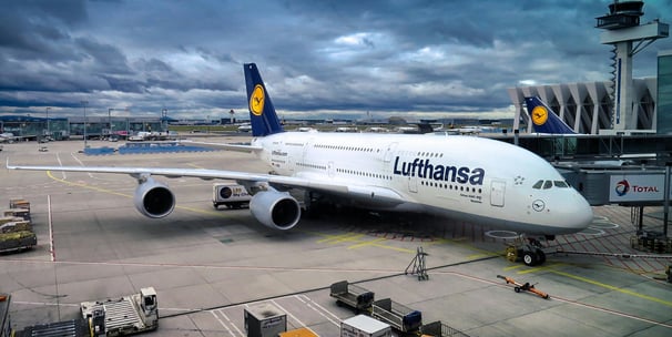 a plane is parked at the airport
