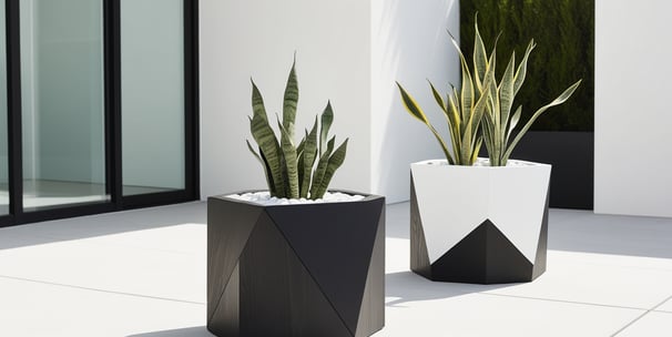 modern wooden geometric planter