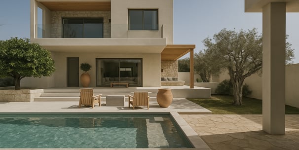 Design extérieur d'une villa avec piscine