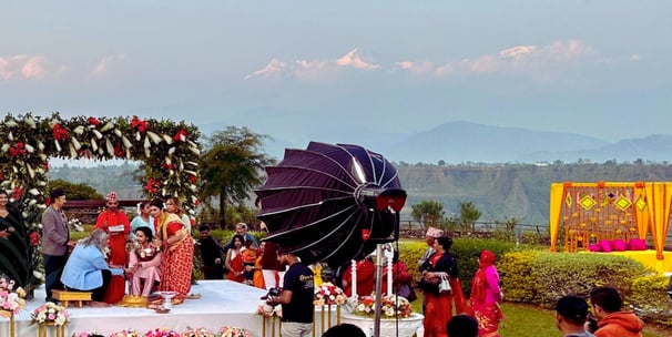 wedding ceremony in Pokhara outdoor setup