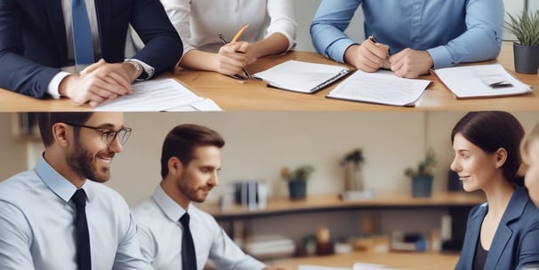 A young woman wearing glasses and a navy scarf stands in the foreground, holding textbooks labeled with accounting terms. She is dressed in a light blue uniform. In the background, a group of students are engaged in activities such as reading books and discussing among themselves, set against a brick building.
