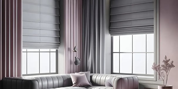 Minimalist roman blinds for windows in a contemporary interior
