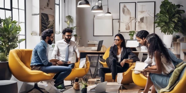 person wearing suit reading business newspaper