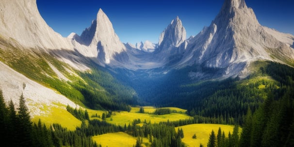 An AI-generated image of an alpine landscape